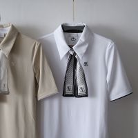 Korean golf clothing feminine age-reducing ribbon scarf high-end short-sleeved T-shirt breathable quick-drying polo shirt J.LINDEBERG Titleist DESCENNTE Korean Uniqlo ✑✆