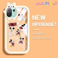 Jlingji เคสสำหรับ Xiaomi 11 Lite 5G 11 Lite 5G Ne เคสการ์ตูน Mickey Mouse Little Monster รูปโบว์น๊อตแบบเคสนิ่มทนต่อการขัดถูเคสโทรศัพท์โปร่งใส TPU ซิลิกาเจลเลนส์กล้องถ่ายรูปฝาครอบป้องกัน