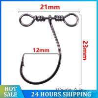 Balance ตะขอเดี่ยว Double Hole หมุน Fishhook เหยื่ออ่อน Crank Hook 2.1ซม. * 2.3ซม. นิกเกิลสีดำ