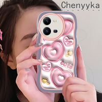 เคส Chenyyka สำหรับ VIVO V25 5G V25 Pro 5G V25E S15 Pro X80 Lite เคสการ์ตูน3D ลายความรักน่ารักสร้างสรรค์สีสันสดใสลายคลื่นขอบนุ่มป้องกันเลนส์กล้องเคสโทรศัพท์แบบใสนิ่มใสเคสซิลิโคนกันกระแทกกรอบ