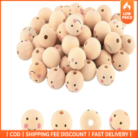 GOOD MOOD BEAUTY 50pcs 25mm ล็อกล็อก ลูกปัดไม้ลูกปัด ไม้ธรรมชาติธรรมชาติ งานฝีมือดีไอวาย ไม้ธรรมชาติธรรมชาติ สีล็อก รูปทรงกลม หน้าเด็ก การทำสร้อยคอสร้อยข้อมือเครื่องประดับ