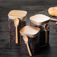 800-1200ml Capacity Kitchen Storage Tank Household Kitchen Daily Miscellaneous Grains Tea Sealed Storage Tank With Wooden Spoon