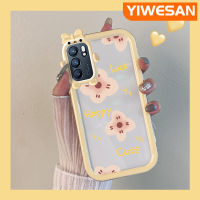 YIWESAN เคสสำหรับ OPPO Reno 6 5G Reno 6 Pro 5G Reno 6Z 5G เคสลายการ์ตูนกลีบดอกไม้แฟชั่นซิลิโคนนิ่มสีสันสดใสเคสโทรศัพท์โปร่งใสเลนส์กล้องถ่ายรูปมอนสเตอร์ตัวน้อยที่สร้างสรรค์เคสป้องกันแบบใสกันกระแทก