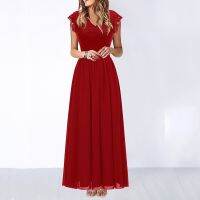 ZZOOI Womens Spring Summer V-Neck Lace Sleeveless Long Maxi Dress Ladies Evening Cocktail Gown Party Dresses For Free Shipping 2023