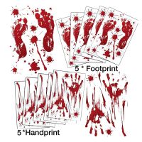 10Pcs Bloody Handprint Halloween Decorations -Window Clings Wall Decal Floor Clings for Halloween Party Decor