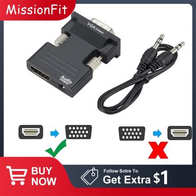 HDMI-compatible To VGA Adapter with 3.5mm Audio Cable for PC Laptop TV Monitor Projector 1080P HD Female To VGA Male Converter