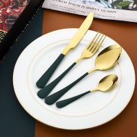 304 Stainless Steel Tableware Luxurious Gold Plated Cutlery Set Knife Fork Spoon Flatware Set Gifts Kitchen Accessories
