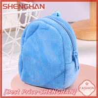 SHENGHAN กระเป๋าเงินกำมะหยี่ใส่เหรียญสีลูกอมผู้หญิงสีทึบที่เรียบง่ายกระเป๋าใส่เศษเหรียญกระเป๋าสตางค์ขนาดเล็กหูฟังพกพากระเป๋าที่ใส่กุญแจ