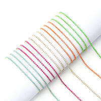 1Box 4.5M 5 Colors Brass Rhinestone Strass Chains Rhinestone Cup Chain Imitate Luminous Style Raw(Unplated) Mixed Color 2x2mm about 2.95 Feet(0.9m)/color