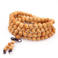 BRO068ธรรมชาติกลิ่นหอม Yabo สร้อยข้อมือไม้108สวดมนต์ Mala ทำสมาธิลูกประคำพุทธ Thuja ลูกประคำ8Mm