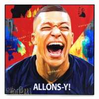 Kylian Mbappe #3 คีเลียน เอ็มบัปเป้ PSG ฟุตบอล​โลก ฝรั่งเศส รูปภาพ​ติด​ผนัง​ pop art พร้อมกรอบและที่แขวน ฟุตบอล​ กรอบรูป​​ ของขวัญ รูปภาพ​