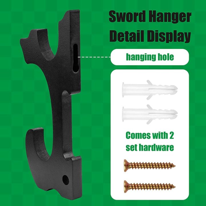 sword-wall-mount-2-set-1-tier-padded-hook-katana-holder-adjustable-display-hanger-for-samurai-sword-tanto