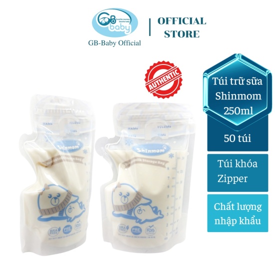 Free ship toàn quốc hộp 50 túi trữ sữa mẹ cao cấp có vòi rót 250ml shinmom - ảnh sản phẩm 1