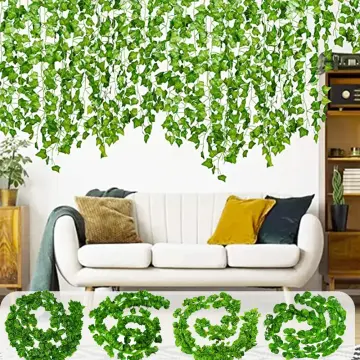 12pcs 2M Ivy Green Fake Leaves Garland Vine Foliage Rattan String