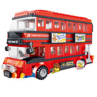 【New-store】 The Pie Mart 21045 Technic MOC Car Series DIY Creator City Classic London Double Decker Bus Building Blocks รุ่นรถของเล่นสำหรับของขวัญเด็ก