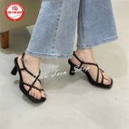 Sandal cao gót nữ gót 7 phân dáng trụ trẻ trung, dây quai mảnh đan chéo