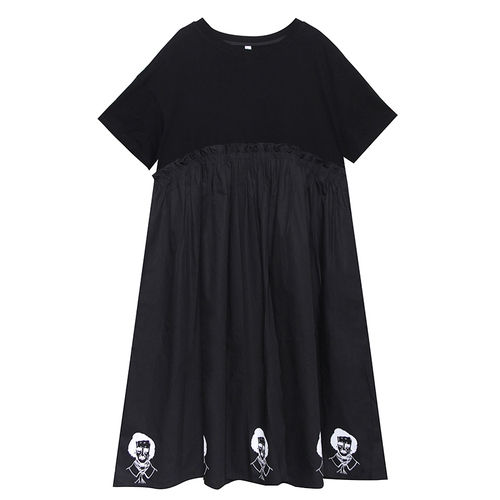 xitao-dress-vintage-short-sleeve-women-printing-french-dress