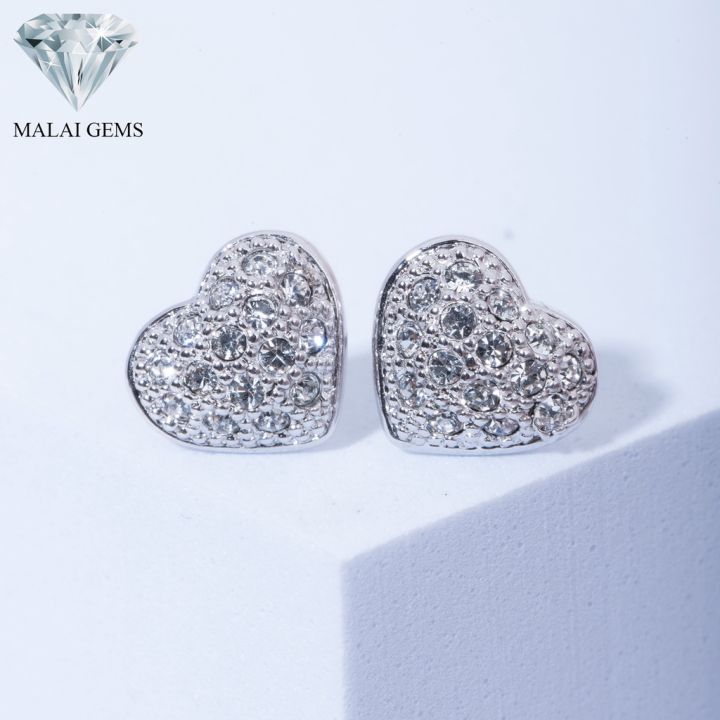 malai-gems-ต่างหูเพชร-เงินแท้-silver-925-เพชรสวิส-cz-เคลือบทองคำขาว-รุ่น-11003770-แถมกล่อง-ต่างหูcz-ต่างหูเงินแท้