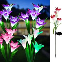 FENKON 600AMH Wedding Decorative Path Yard Lilies Flower Outdoor Lighting Lawn Lamps Garden Lamp Solar Power Light