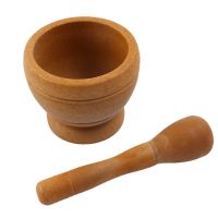 【CC】☾﹍☫  Household Grinder Pressing Garlic Mashed Mashing Pot Manual Medicine Wood Pounding Stone Mortar