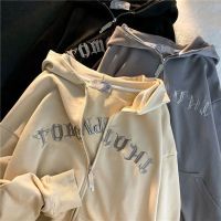 Retro embroidered Zip Up Sweatshirt Y2k harajuku 2021 plus size hoodies Korean style loose letter long-sleeved Pullovers Clothes