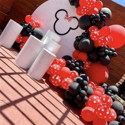 141pcs Disney Minnie Mickey Mouse Theme Party Balloons Set Red Black Latex Balloon Baby Shower Kids Birthday Decors Supplies Balloons