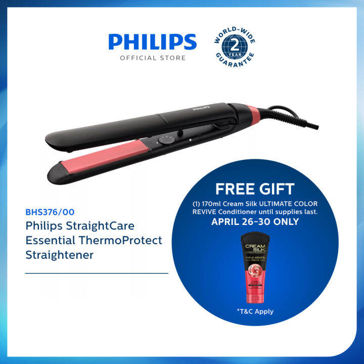 Philips StraightCare Essential ThermoProtect Straightener BHS376/00 ...