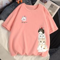 ☋❧✳  100  Cotton Womens T Shirt Summer Casual Short Sleeve T Shirt Harajuku Cartoon Pattern T Shirt Loose Size S-5XL Women Top