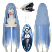Anime Akame Ga KILL! Jaegers Esdeath Esdese Cosplay Wig Long Blue Wig Hat Heat Resistant Synthetic Hair Wig Cap Halloween Party