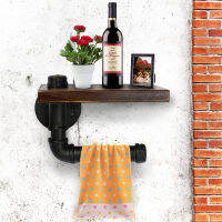 ชั้นวางของในห้องน้ำ Industrial R Iron ที่ใส่กระดาษชำระห้องอาบน้ำ Ho Roll Paper Tissue Hanging Rack Wooden Shelf Holder