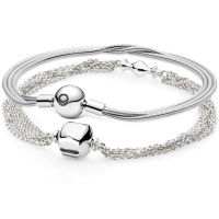 100 925 Sterling Silver Moments Multi Snake Chain Ball &amp; Barrel Clasp Bracelet Fit Fashion Bead Charm Trendy Diy Jewelry