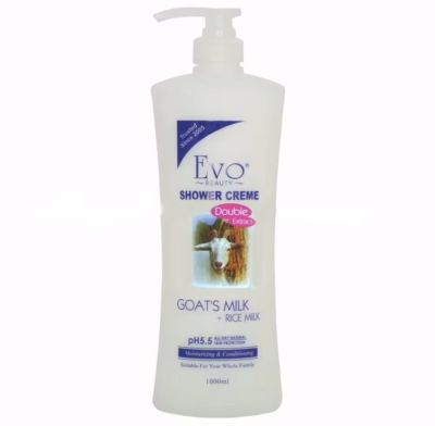 🐐 อีโว ครีมอาบน้ำนมแพะผสมน้ำนมข้าว | Evo Shower Creme Goats Milk + Rice Milk 1000ml