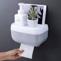 Wall Mount Toilet Paper Holder Waterproof Thick and durable Shelf Tray Roll Paper Towel Holder Double layer Storage Box Tray