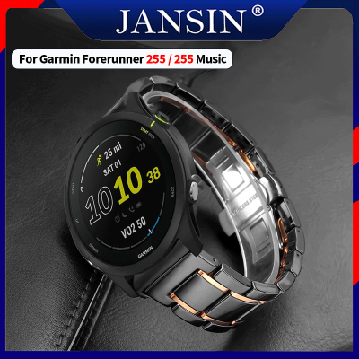 สาย Garmin Forerunner 255 luxury ceramic and สายรัดสแตนเลสของ garmin forerunner 255 music สายนาฬิกา