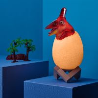 ∋☬ Triceratops LED Night Light 3/16 Colors 3D Printed Touch Sensor Dinosaur Egg Bedside Lamp Remote Control Toy Rechargeable Light