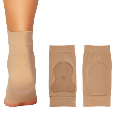 1 Pair Soft Shoe Boots Beige Elastic Silicone Gel Bandage Nylon Sleeve Heel Foot Protect For Ice Skating Horse Riding Breathable