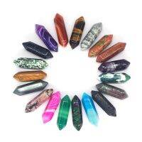 【CC】☾☄  8x30mm Stone Pointed Hexagonal Column Healing Chakra Wand Ornament Pendant Necklace Supplies