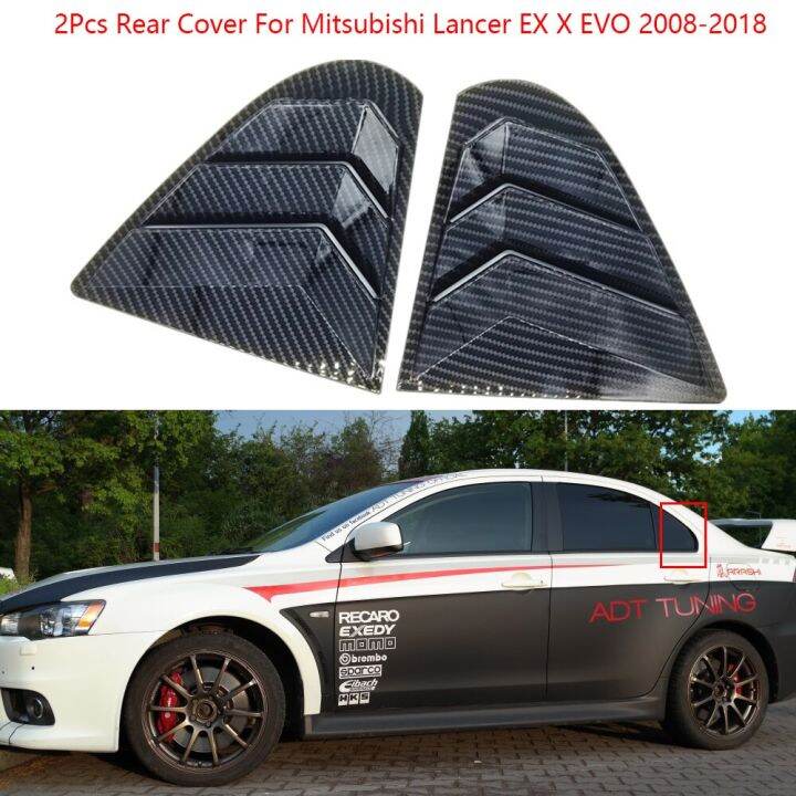 2Pcs Carbon Fiber Rear Window Side Vent Shutter Louver Covers Trim For