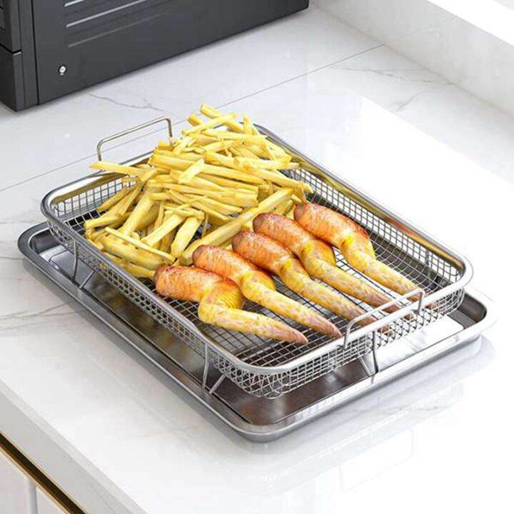 rectangular-basket-rust-steel-air-fryer-basket-for-oven-stainless-steel-crisper-tray-and-pan-deluxe-air-fry-in-your-oven-for-the-grill