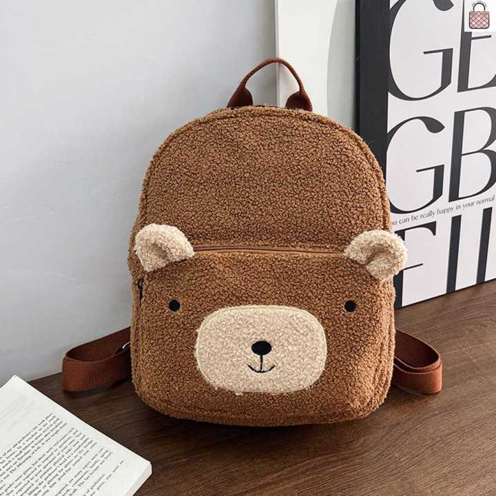 fast-delivery-faux-suede-schoolbag-winter-fashion-parent-child-backpack-teenager-girls-solid-color-cute-cartoon-small-female-bagpack