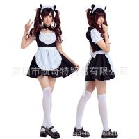 [COD] 1play anime lolita black cat outfit cute bell maid waiter overalls