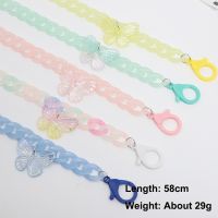 Creative Glasses Chain Lovely Butterfly Candy Color Acrylic Sunglass Lanyard Mask Strap Hang On Necklace Eyewear Chain Jewelry