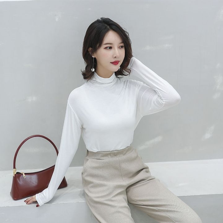 long-sleeve-women-harajuku-modal-t-shirt-spring-autumn-turtleneck-korea-style-t-shirt-stretch-bottom-shirt-white-black-top-shirt