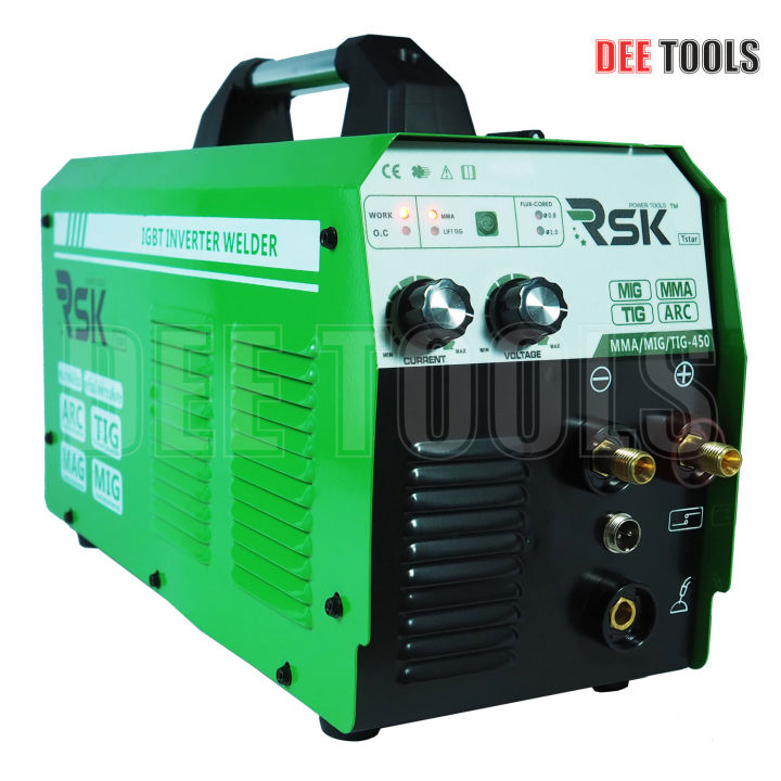 rsk-ตู้เชื่อมไฟ้ฟ้า-เครื่องเชื่อมไฟฟ้า-mma-mig-450-รุ่นไม่ใช้แก๊ส-2-ระบบ-ใช้ได้ทั้งไฟฟ้าและมิก-มาพร้อมลวดฟลักซ์คอร์และอุปกรณ์ครบชุด