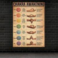 Yoga Chakra Awakening Vintage พิมพ์โปสเตอร์-Modern Wall Art สำหรับตกแต่งบ้าน-โยคะมือการเคลื่อนไหวภาพวาดผ้าใบ-เหมาะสำหรับตกแต่งห้องข้างเตียง