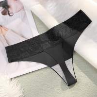 Women Mid Low Waist Sexy Lace Thong Ice Silk Seamless Comfortable Cotton Crotch Briefs