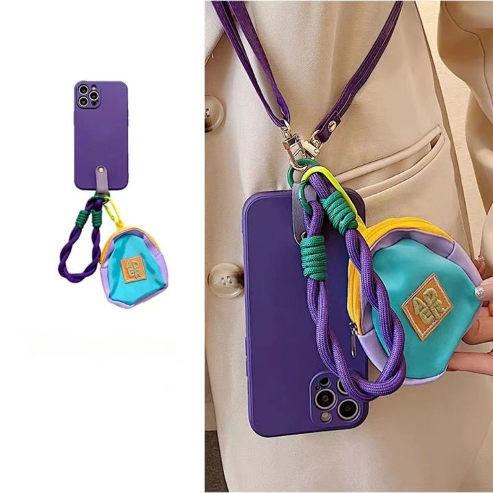 ซิลิโคนสีม่วง-anti-drop-case-สำหรับ-iphone14promax-premium-sensory-leather-เอียงสายคล้องไหล่กรณีโทรศัพท์สำหรับ-iphone13-dopamine-macaron-กระเป๋าใส่โทรศัพท์ขนาดเล็กสำหรับ-iphone12promax-กระเป๋าใส่หูฟัง