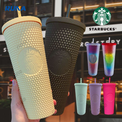 blackpink starbuck ถ้วยกาแฟแก้วแบบมีหลอดพร้อมโลโก้ของขวัญ710มล./24ออนซ์ Starbuck ทุเรียนฤดูร้อน
