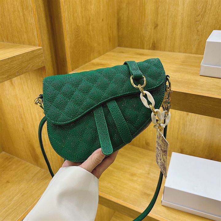 french-small-color-one-shoulder-bag-new-2022-popular-saddle-bag-sense-fashion-chain-handbag-oblique-ku-ling-lattice
