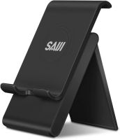 Adjustable Tablet Stand Holder，SAIJI Portable Foldable Desktop Stand Compatible for iPad Pro 2020，iPad Air Mini，Nintendo Switch，iPhone 11 Pro Max SE，Samsung Galaxy and Kindle Fire Tablets- Black